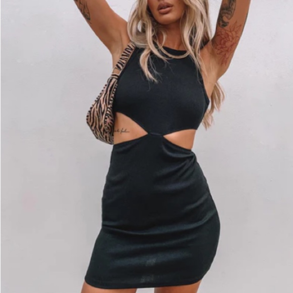 Princess Polly Dakota cut out mini dress black tank top